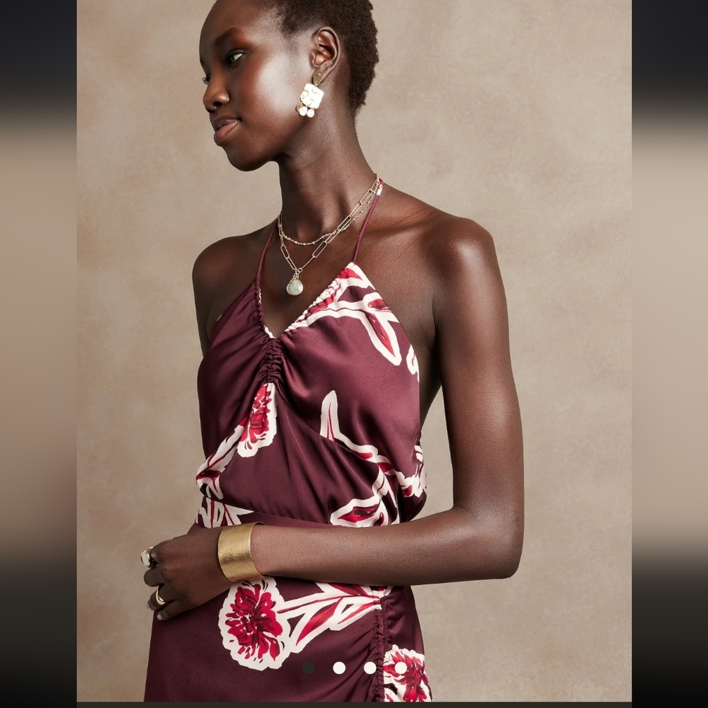 Banana Republic Maroon Floral Satin Camisole